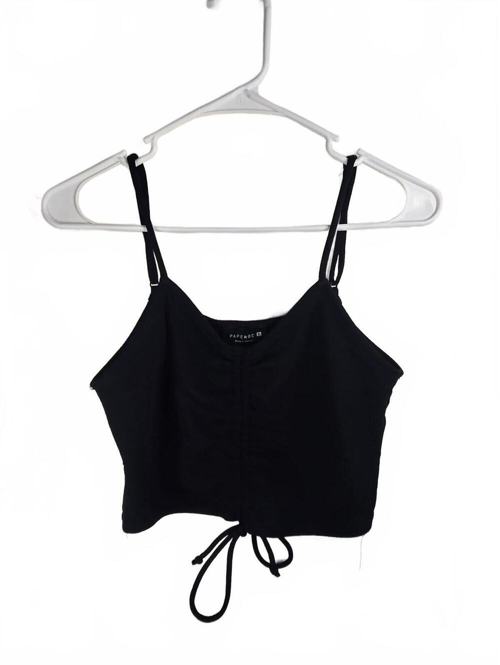 Paperoc Black Cropped Camisole Top with Adjustable Straps XL